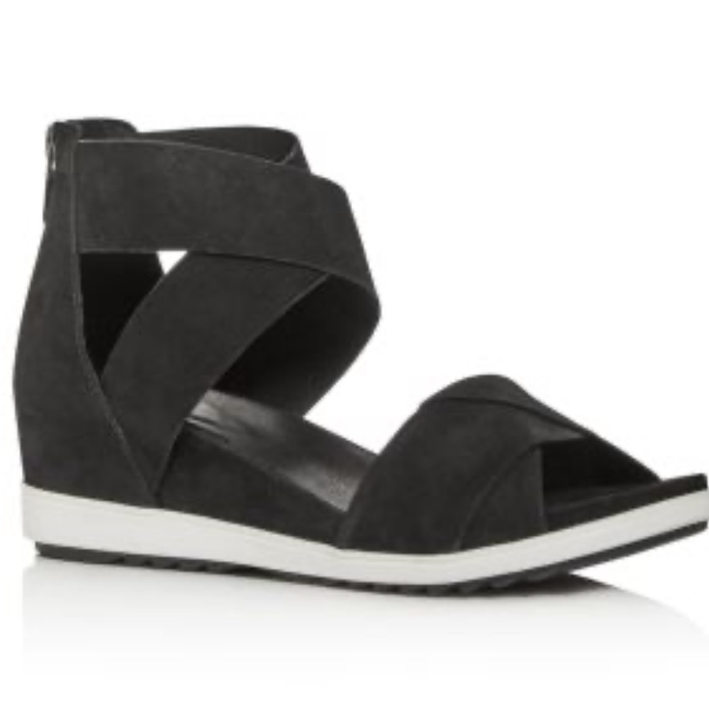Eileen Fisher Black Strappy Wedge Sandal